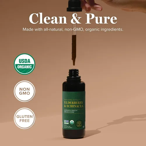 Miniatura 4 de Global Healing USDA Suplemento líquido orgánico de saúco y equinácea tintura Apoyo inmunológico antioxidante contra organismos nocivos