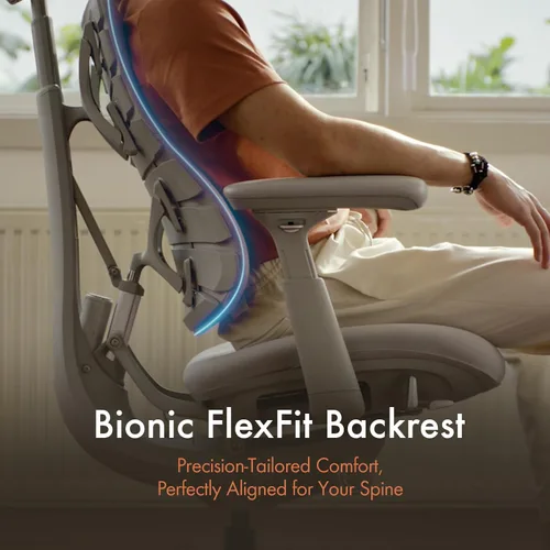 Miniatura 3 de LiberNovo Silla de oficina ergonómica dinámica con reposapiés StepSync, silla de escritorio con soporte lumbar adaptativo, reclinación de 160°