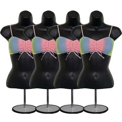 Miniatura 27 de DisplayTown - Maniquí femenino con torso y soporte de metal, parte trasera hueca, cuerpo apilable, forma para exhibir camisetas, mostrador