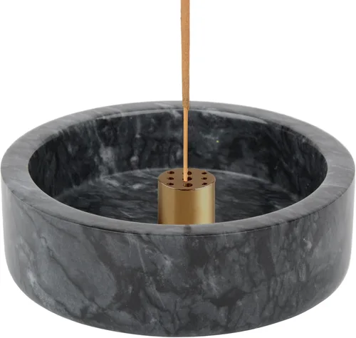 Soporte de incienso, soporte de incienso de mármol natural para palos, quemador de incienso hecho a mano con 9 agujeros de incienso, adecuado para