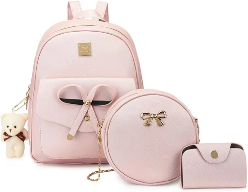 Miniatura 13 de MACCINELO Linda mochila de cuero para mujer, mochila pequeña con lazo para regalo de niñas, bolsa de hombro para mujer, 3