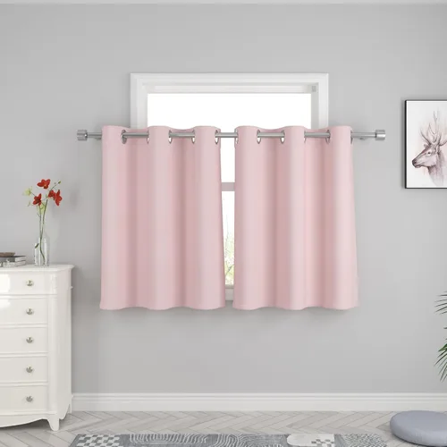 Miniatura 72 de UPOPO Cortinas de niveles de cocina negras de privacidad de lino texturizado de 24 pulgadas de largo, cortinas de café sobre el fregadero, cortinas