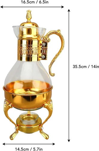 Miniatura 5 de Juego de cafetera de vidrio, jarra de agua calentable con tapa y taza, estilo vintage, hervidor de té frío y caliente para estufa de oficina