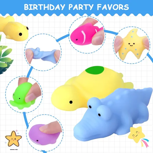 Miniatura 4 de POKONBOY - 30 piezas de juguetes blandos Mochi, Mini Kawaii, juguetes de animales marinos apretables para aliviar el estrés, relleno para cestas