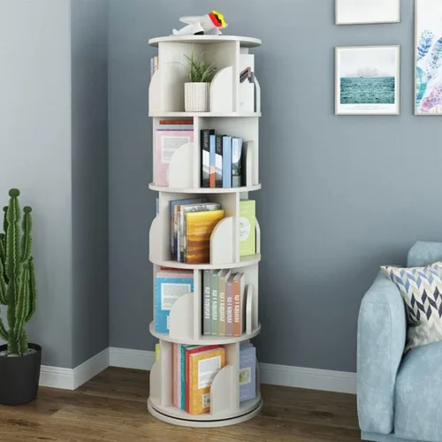 Miniatura 8 de Gdrasuya10 Estantería giratoria de 2 niveles pequeña para dormitorio, estantería apilable con estante de almacenamiento, estante de almacenamiento
