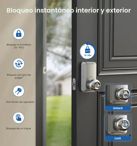 Miniatura 4 de Veise KS03 - Cerradura de perilla de puerta con teclado, cerradura digital de entrada sin llave con asa, perilla inteligente electrónica para puerta
