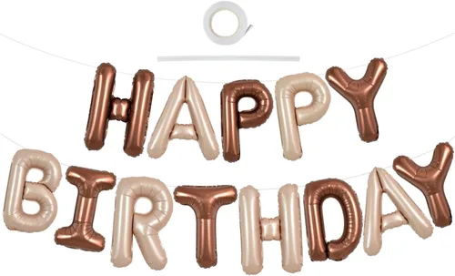 Miniatura 13 de TONIFUL Pancarta de Globos Negros de Feliz Cumpleaños de 16 Pulgadas con Letras de Papel de Aluminio Mylar, Cartel Banderín Reutilizable