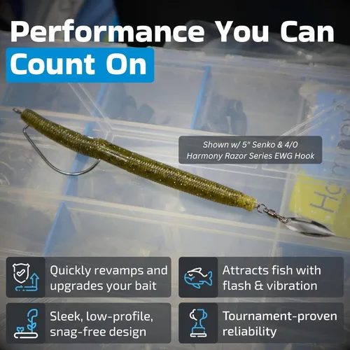 Miniatura 2 de Harmony Fishing Company - [Paquete de 7 hiladores de cola (autoestopistas para señuelos de pesca de plástico suave/senko, sauce o hoja de Colorado)