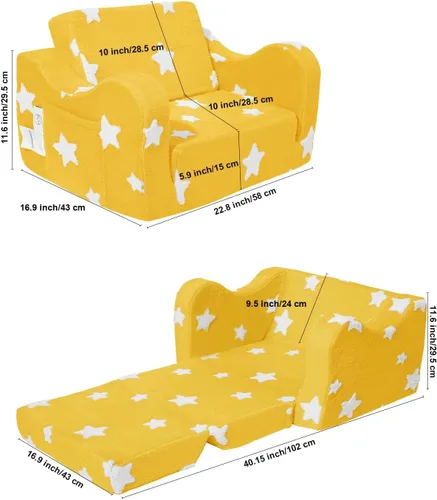 Miniatura 3 de KokoSelene Sofá para Niños Pequeños, Sofá para Niños Pequeños Plegable, Sofá Convertible 2 en 1 para Niños a Cama Tumbona para Niñas y Niños, Ideal