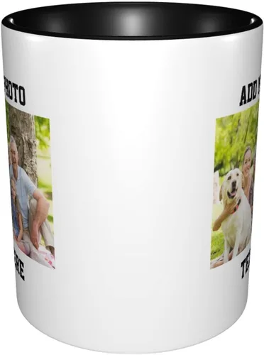 Miniatura 3 de Tazas de café con foto personalizada, taza personalizada con texto fotográfico, haz tu propia taza, taza de café con acento de cerámica, taza Negro