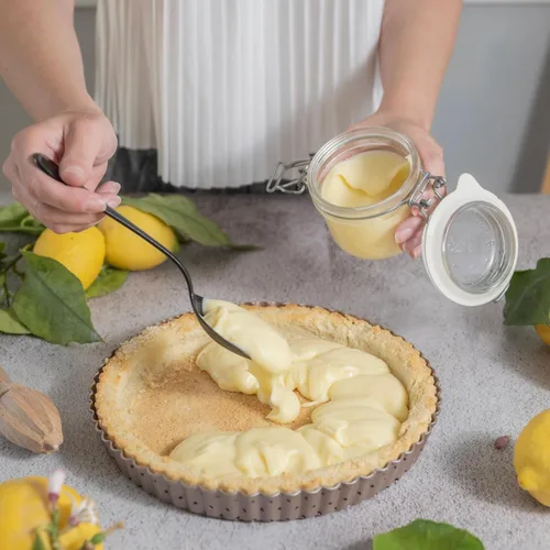 Miniatura 5 de HAPPIELS - Sartén antiadherente de 9 pulgadas para tartas con fondo extraíble Lata de tarta y quiche estriada libre de PFOA y BPA, no tóxica