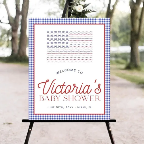 Custom All American Baby Shower Welcome Sign – Personalized Party Decoration for Boy or Girl – Rustic Patriotic Made in USA Shower Sign – Printed 5