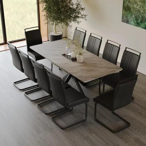 Miniatura 21 de Mesa de comedor de mármol para 4-8, mesa de comedor extensible de 62.4 a 78.15 pulgadas, mesa de cocina moderna, mesa rectangular que ahorra espacio