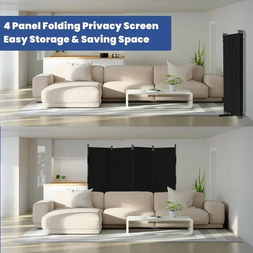 Miniatura 7 de GOJOOASIS Divisor de habitación, pantalla de privacidad plegable de 4 paneles, divisores de habitación pequeños portátiles de 88 pulgadas, divisores