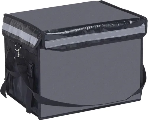 PATIKIL Bolsa aislada para pizza XXXL, bolsa térmica de 19.7 x 15 x 15 pulgadas con divisor, bolsa térmica de catering para alimentos Negro