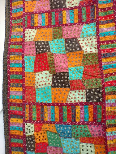 Miniatura 3 de Rastogi Handicrafts India étnica hecha a mano con apliques Jogi Work de algodón doble tamaño Queen Multicolor funda de sábana (multicolor, 20 cajas)