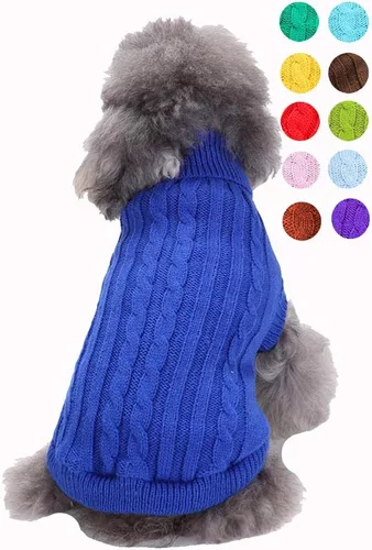 Miniatura 22 de Suéter para perro, cálido y suave, mediano (pecho 16-18 pulgadas), rosa, cuello alto clásico, lavable a máquina, invierno, unisex, sólido