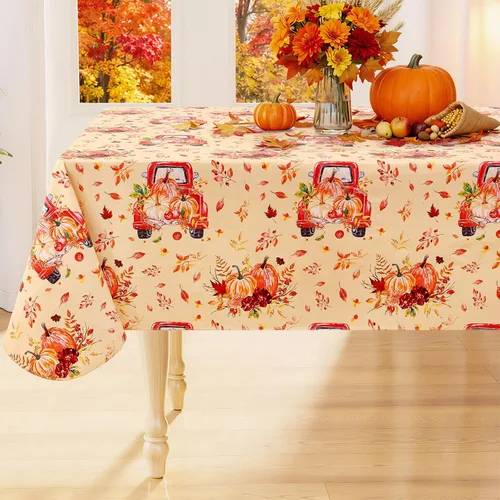 Miniatura 41 de Smiry Mantel redondo de plástico para mesa, mantel de vinilo impermeable con parte trasera de franela para mesas redondas, lavable y a prueba