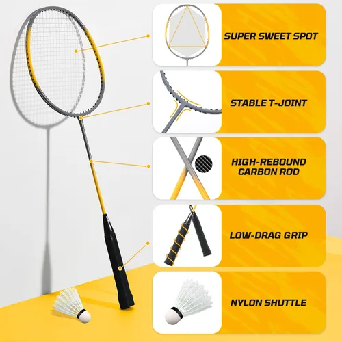 Miniatura 2 de Haokelball Juego de bádminton profesional para patio trasero y exteriores, red de bádminton resistente con diseño antideslizante, juego de 4