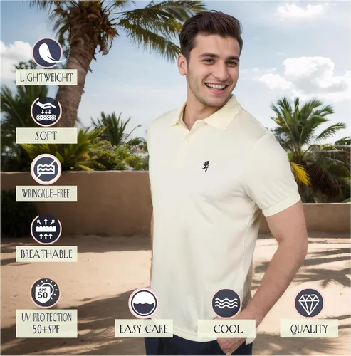 Miniatura 4 de Albert Morris Paquete de 4 camisas polo de manga corta a rayas para hombre