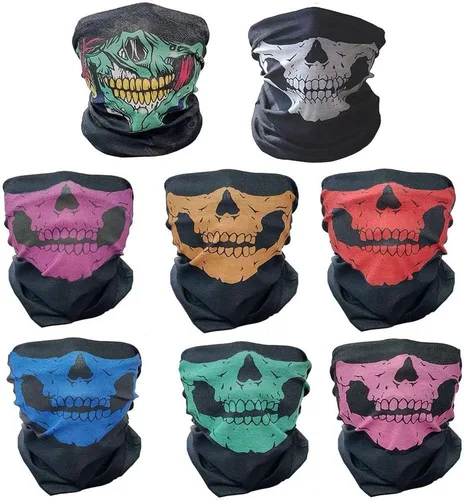 Miniatura 9 de 8 máscaras faciales de calavera, pasamontañas, fantasma, motociclista, bandana para motocicleta, bufanda mágica, a prueba de polvo, calentador