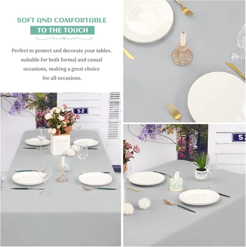 Miniatura 5 de Showgeous Paquete de 4 manteles rectangulares de poliéster de 60 x 102 pulgadas, resistentes a las arrugas, lavables, para bodas, mesas de comedor