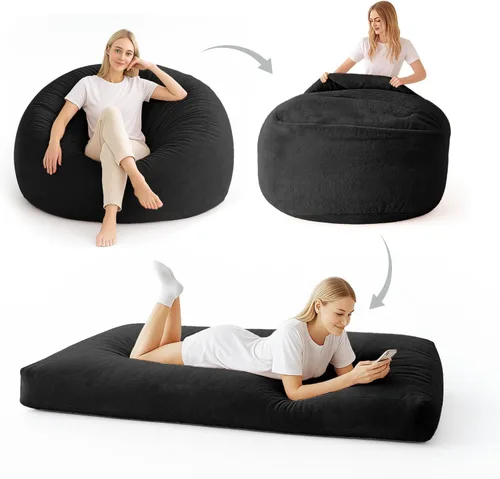Miniatura 26 de Puf de 3 pies, puf con relleno, espuma viscoelástica altamente resistente, puf redondo de felpa, mueble para sala moderna, silla de lectura de ocio