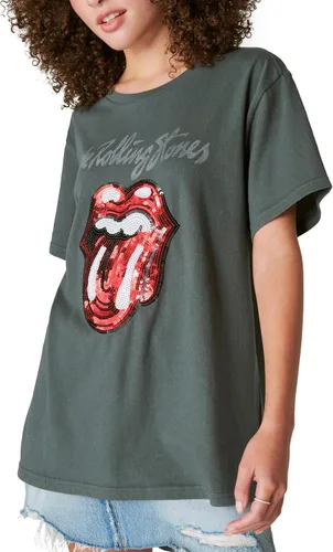 Miniatura 4 de Lucky Brand Camiseta estilo novio con lentejuelas Rolling Stones para mujer