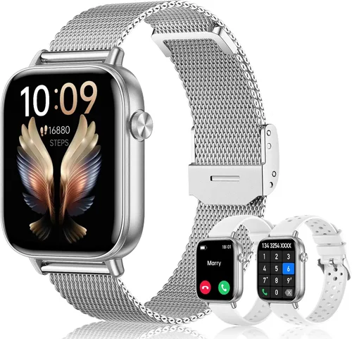Miniatura 2 de Relojes inteligentes para mujer, reloj HD de 1.83 pulgadas con llamadas y mensajes/frecuencia cardíaca/sueño/ciclo femenino, reloj inteligente