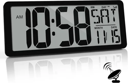 (Reloj de pared digital grande de 15 pulgadas con números de 4.6" Operado por batería - ¡Nunca necesita configuración! - Números fáciles de leer -