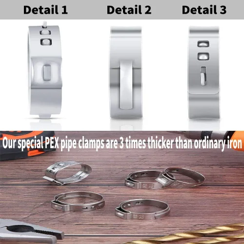 Miniatura 6 de 50 PCS Anillos de Abrazaderas de Cincha PEX de 1 Pulgada, Abrazaderas de Montaje PEX de Acero Inoxidable 304 Anillos de Crimpado de Pellizco