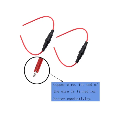 Miniatura 7 de Soporte de fusibles tipo tornillo en línea para automóvil automotriz de 0.236 x 1.181 in con cable de 16 AWG, 80 fusibles de vidrio de soplado