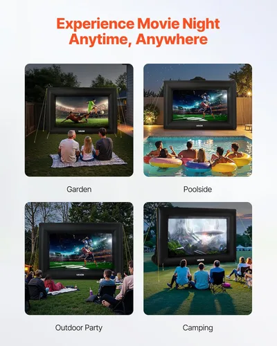 Miniatura 6 de VEVOR Pantalla de proyector inflable de 14 pies, pantalla de cine inflable para exteriores con soplador de aire de 120 W, pantalla de proyección