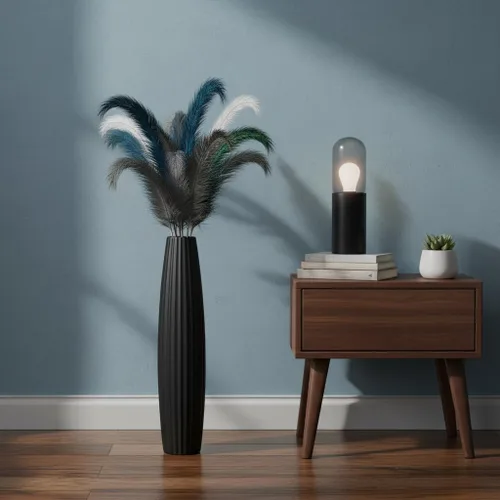 Miniatura 6 de Jarrones de suelo, jarrón alto de 23.6 pulgadas (23.6 in, 1.96 pies) de alto, jarrón negro resistente para decoración de sala de estar, negro