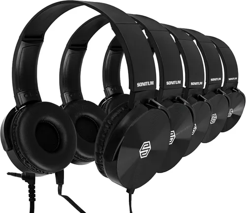 Auriculares para aula, paquete de 10 unidades, variedades de colores para estudiantes en la oreja, cómodos auriculares giratorios para biblioteca,