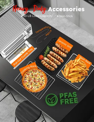 Miniatura 10 de Nuwave Bravo XL Pro - Horno tostador con freidora de aire con combo de parrilla, nuevo sistema de convección ultrarrápido 2025, 35% más crujiente, 2
