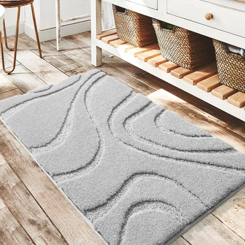 Miniatura 18 de DEXDE Alfombras de baño de 24 x 60 pulgadas, ultra suaves y absorbentes de agua, antideslizantes, de secado rápido, lavables a máquina, tapetes Negro