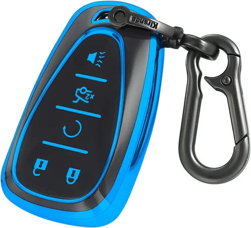 Kirsnda Funda para llavero Chevrolet con llavero, carcasa de TPU suave, 5 botones para chevy Malibu Camaro Blazer Cruze Sonic Volt Equinox Spark,