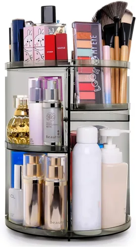 Organizador de maquillaje giratorio de 360°, organizador giratorio para el cuidado de la piel, estuche de exhibición de cosméticos con soporte para