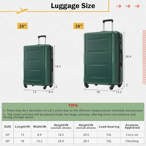 Miniatura 192 de Merax Equipaje, maleta extensible rígida con ruedas giratorias ligeras, Negro -, 40/48/52