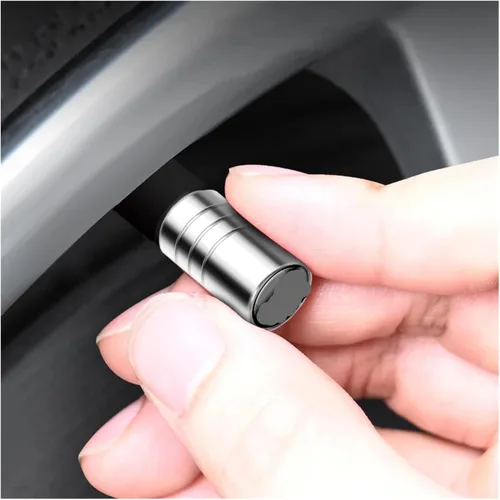 Miniatura 6 de 4 tapas de metal para válvulas de neumáticos de automóvil, accesorios compatibles con (negro largo)