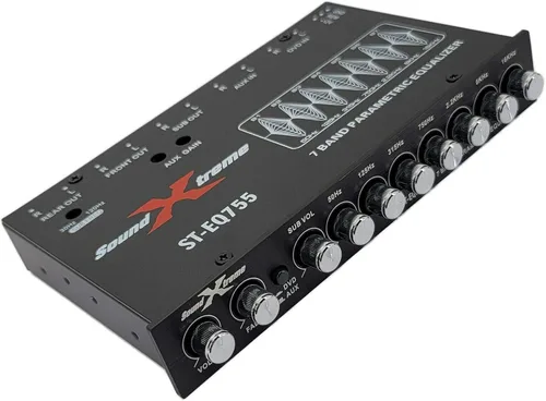 Miniatura 7 de SoundXtreme ST-EQ755 ecualizador paramétrico de audio para auto de 7 bandas de 1/2 din EQ con salida delantera, trasera + sub de 8 voltios RMS, tres