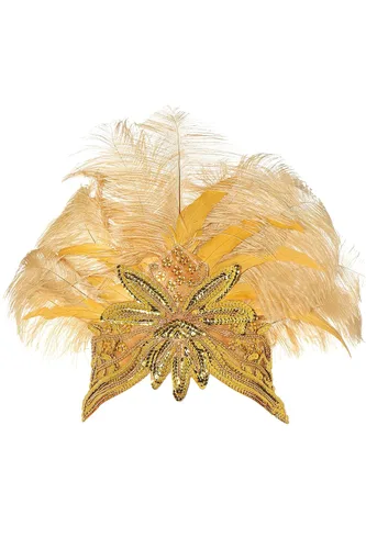 Miniatura 6 de BABEYOND Diadema de plumas de carnaval Showgirl Concurso Diadema para mujer de los años 20 (dorado)