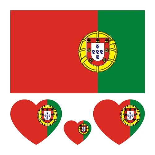 10 hojas de tatuajes faciales temporales de la bandera de Portugal 2022, 40 tatuajes falsos extraíbles, para hombres, niños y mujeres (Portugal)