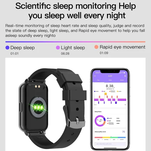 Miniatura 6 de Smart Watch Fitness Tracker Make/Answer Calls for Women Men with Heart Rate Blood Oxygen Sleep Monitor Sports Modes Step Calorie Counter IP68 Negro