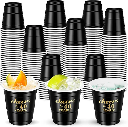Miniatura 8 de 100 vasos desechables de plástico transparente para cumpleaños de 30 años de 30 años, de 2 onzas, para hombres y mujeres, para aniversario, fiesta