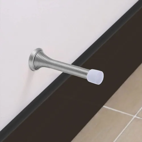 Miniatura 5 de Topes de puerta de resorte para zócalo, soporte de puerta flexible resistente, tope de puerta de acero inoxidable para parte inferior de la puerta