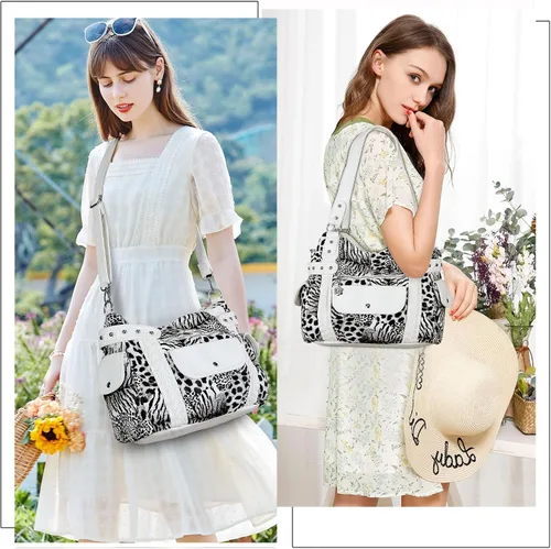 Miniatura 6 de Angel Barcelo - Bolsa de hombro amplia para mujer, diseño Hobo, cuero lavado