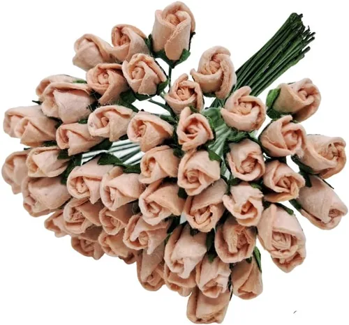 Miniatura 10 de ChangThai Design 50 piezas de papel de rosa blanca de ¼ pulgadas de diámetro, ramo de flores para álbumes de recortes, manualidades, papel
