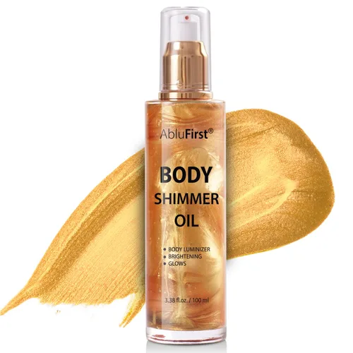 Shimmer - Aceite corporal de verano con purpurina hidratante de luz brillante, no pegajoso, iluminador corporal de verano suave (2.8 onzas líquidas